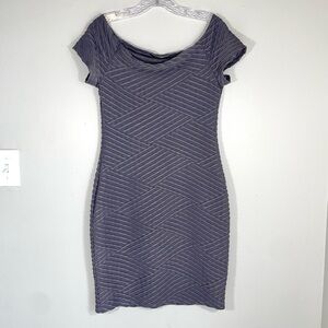 Brat Star Textured Bodycon Mini Dress Lavender Purple Y2K Cap Sleeve